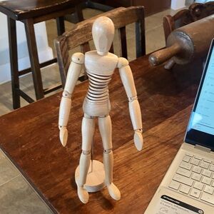 Wooden Artist Mannequin Figure in Natural Wood Finish